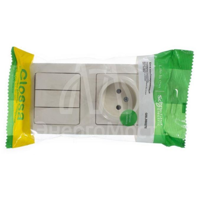 Блок комбинированный GLOSSA розетка+ выкл. 3-кл. беж. SchE GSL000276