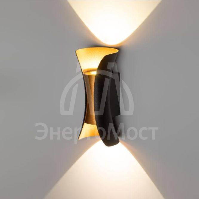 Светильник светодиодный WL42 BK+GD 10Вт 3500К IP54 для интерьера/фасадов черн./зол. Эра Б0054420