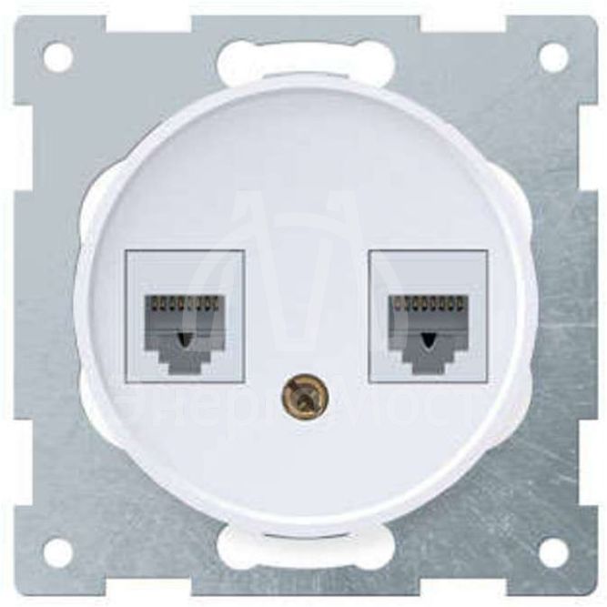 Механизм розетки комп. + телеф.2-м СП Florence RJ11/RJ45 кат.5e бел. 1E20801300 OneKeyElectro 2172771