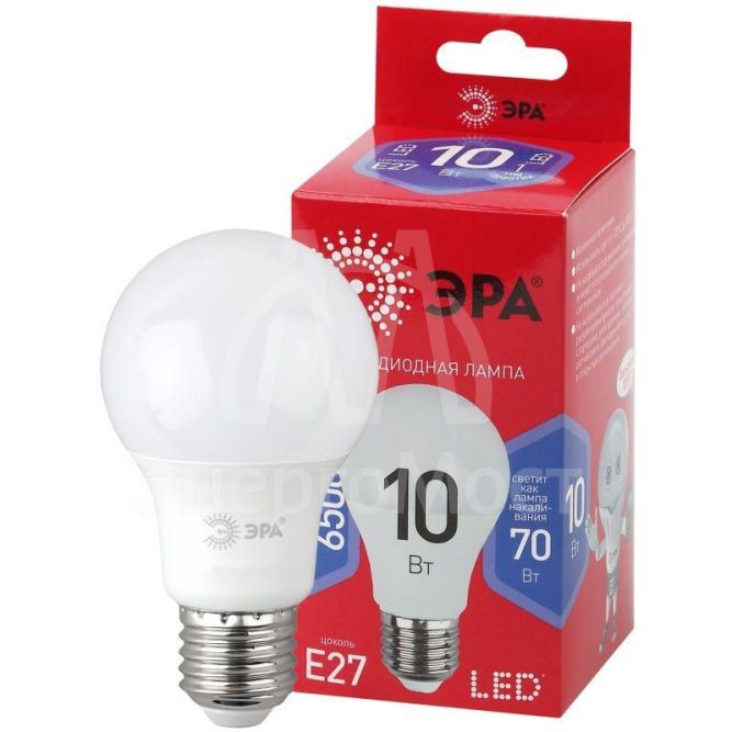 Лампа светодиодная RED LINE LED A60-10W-865-E27 R 10Вт A60 груша 4000К холод. бел. E27 Эра Б0045324