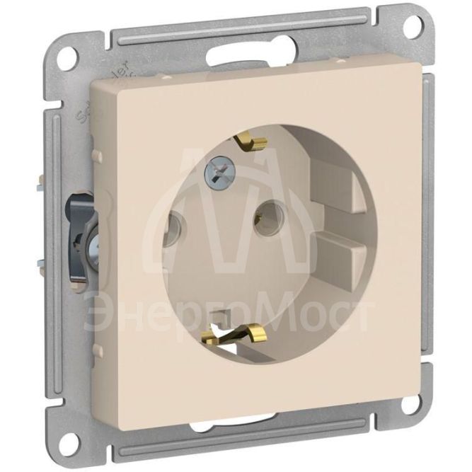 Механизм розетки 1-м СП AtlasDesign 16А с заземл. беж. SchE ATN000243