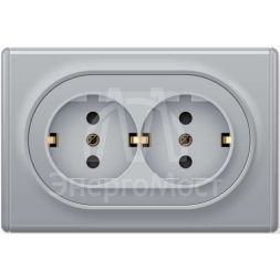 Розетка 2-м СП Florence с заземл. сер. 1E10401302 OneKeyElectro 2172836