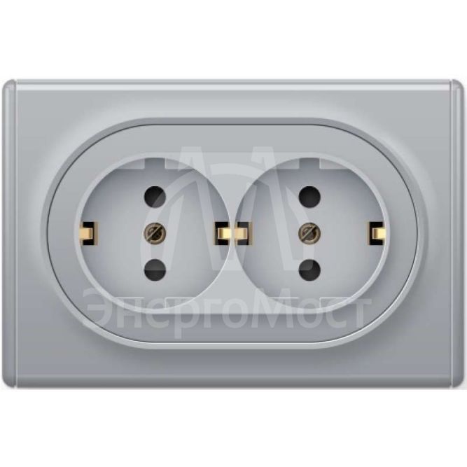 Розетка 2-м СП Florence с заземл. сер. 1E10401302 OneKeyElectro 2172836