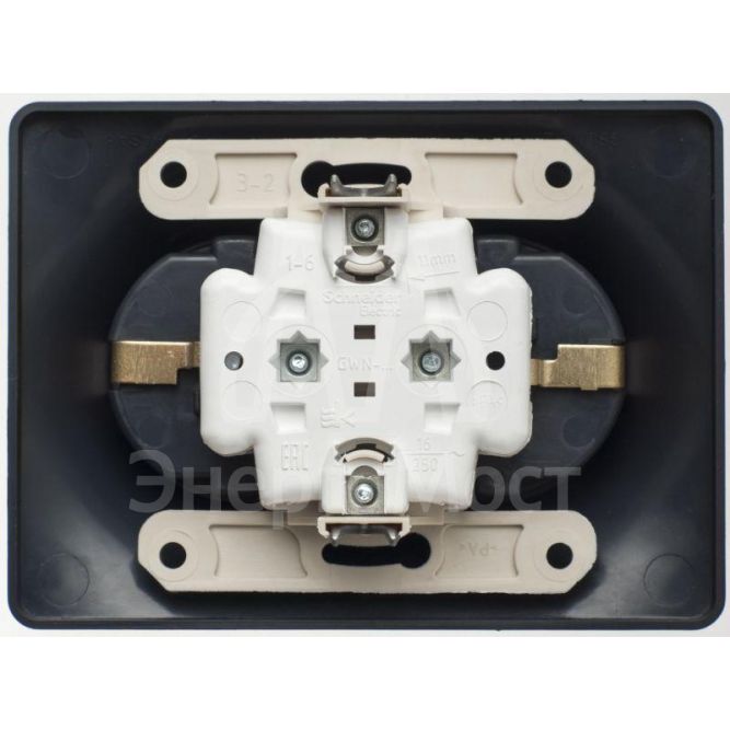 Розетка 2-м Glossa 16А с заземл. в сборе шоколад SchE GSL000824