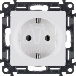 Механизм розетки 1-м СП Valena Life 16А IP2X 250В 2К+З с лиц. панелью безвинт. зажимы бел. Leg 753421