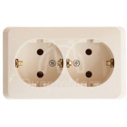 Розетка 2-м ОП Этюд 16А с заземл. крем. SchE PA16-007K