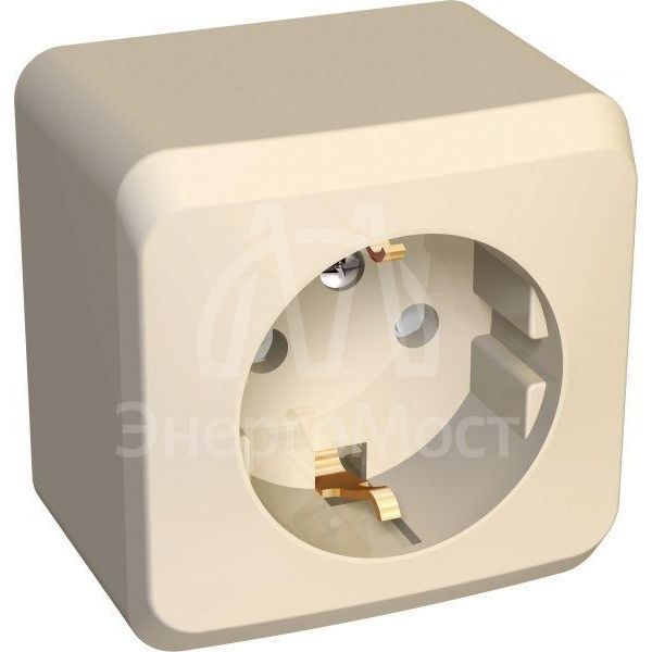 Розетка 1-м ОП Этюд 16А защ. шторки с заземл. крем. SchE PA16-004K