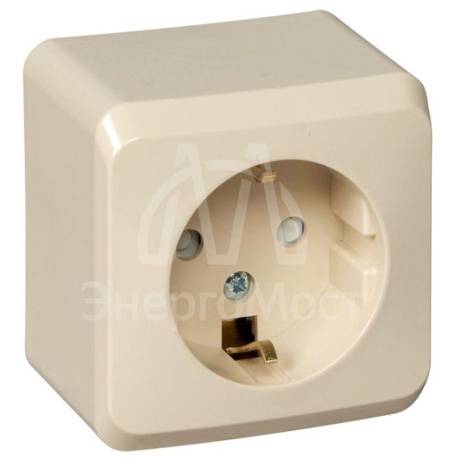 Розетка 1-м ОП Этюд 16А защ. шторки с заземл. крем. SchE PA16-004K