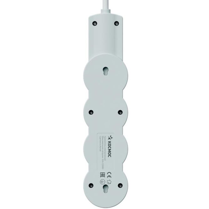 Удлинитель 3х3м с заземл. 10А IP20 USB 2800Вт 220В ПВС 3х1 с выкл. бел. КОСМОС YKsm3m3g-Z-VU10А-W