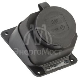 Розетка 1-м Омега РБу13-1-0м IP44 с защ. крышкой угловая настен. с заземл. каучук черн. IEK PKR22-016-2-K02