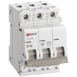 Выключатель автоматический 3п D 10А 4.5кА ВА 47-63N PROxima EKF M634310D