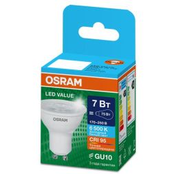 Лампа светодиодная LED G4 Value LVPAR1675 7W/965 CRI95 7Вт 6500К 700лм рефлектор прозр. GU10 170-250В OSRAM 4630557648026