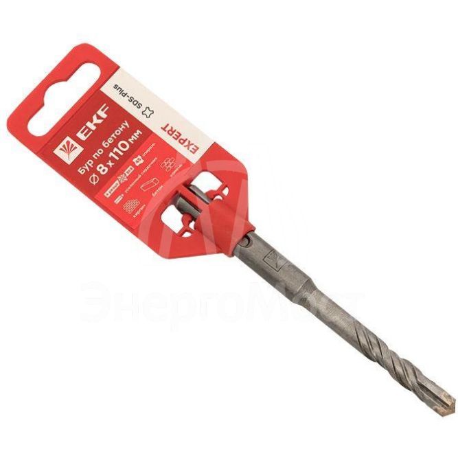 Бур по бетону SDS-plus 8х110мм 4 резца 4S спираль Expert EKF db-8-110-4x4