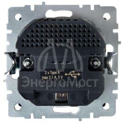 Розетка BRITE РЮш10-1-БрА 16А с USB A+A 2.1А с заземл. защ. шторки алюм. IEK BR-R14-16-U21-D21-K47