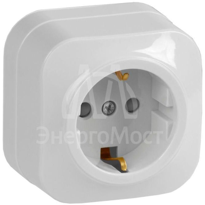 Розетка 1-м ОП GLORY РСш20-3-ХБ 16А с заземл. защ. шторки бел. IEK ERH14-K01-16