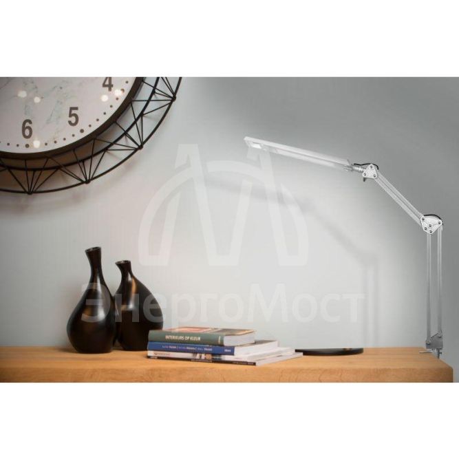 Светильник светодиодный KD-821 C03 8Вт 350лм 230В настольный струбцина 2 уровня яркости серебр. Camelion 13528