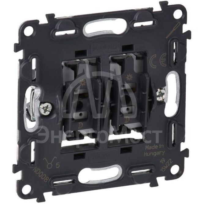 Механизм выключателя 2-кл. СП Valena In&amp;#039;matic 10А IP20 250В безвинт. зажимы сер. Leg 752005