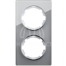 Рамка 2-м Garda вертикал. стеклянная сер. 2E52211302 OneKeyElectro 2234948