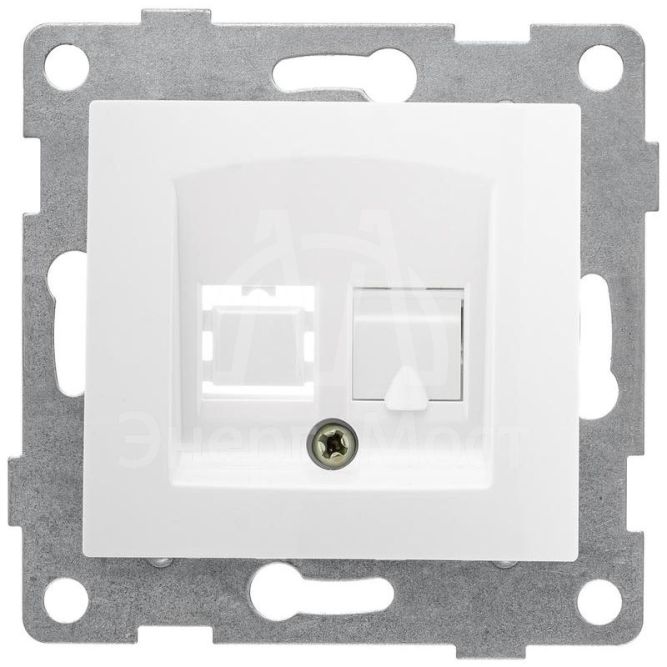 Розетка телефонная 1-м СП Bravo RJ12 механизм бел. GUSI С10Т1-001