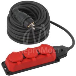 Удлинитель силовой UK-3e-3x1.5-20m-IP44(KG) с заземлением 3 розетки каучук 20м КГ 3х1.5кв.мм IP44 Эра Б0057581