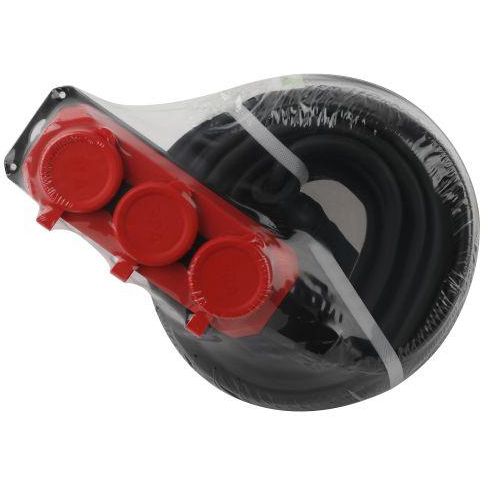Удлинитель силовой UK-3e-3x1.5-20m-IP44(KG) с заземлением 3 розетки каучук 20м КГ 3х1.5кв.мм IP44 Эра Б0057581