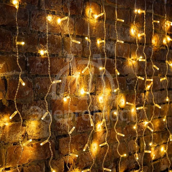 Гирлянда Дождь &amp;quot;ПЛЕЙ-ЛАЙТ&amp;quot; 2х1.5м 192LED 12Вт 220В IP44 тепл.бел. прозр. провод NEON-NIGHT 235-306-6