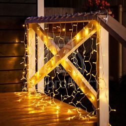 Гирлянда Дождь &amp;quot;ПЛЕЙ-ЛАЙТ&amp;quot; 2х1.5м 192LED 12Вт 220В IP44 тепл.бел. прозр. провод NEON-NIGHT 235-306-6