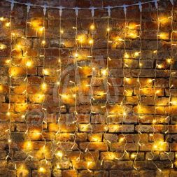 Гирлянда Дождь &amp;quot;ПЛЕЙ-ЛАЙТ&amp;quot; 2х1.5м 192LED 12Вт 220В IP44 тепл.бел. прозр. провод NEON-NIGHT 235-306-6