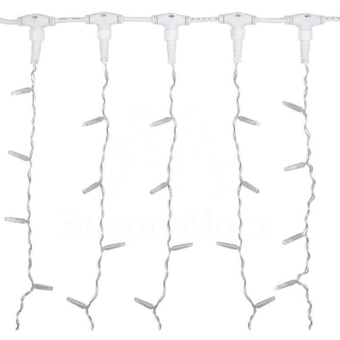 Гирлянда Дождь &amp;quot;ПЛЕЙ-ЛАЙТ&amp;quot; 2х1.5м 192LED 12Вт 220В IP44 тепл.бел. прозр. провод NEON-NIGHT 235-306-6