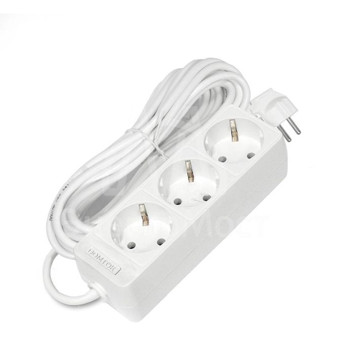 Удлинитель 3х7м с заземл. 16А IP20 3.5кВт ПВС 3х1 бел. DOMTOK 2393