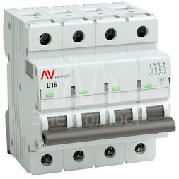 Выключатель автоматический модульный 4п D 16А 6кА AV-6 AVERES EKF mcb6-4-16D-av