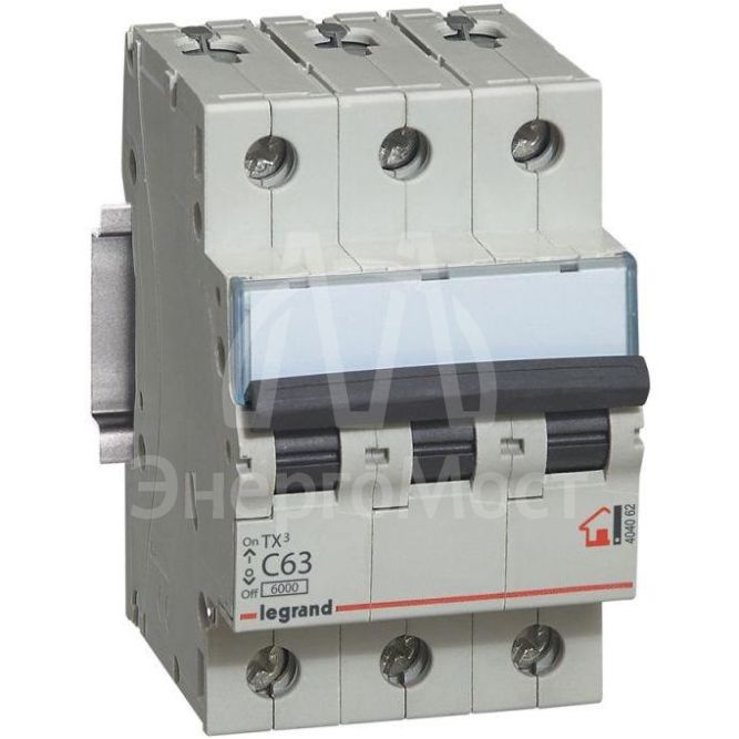 Выключатель автоматический модульный 3п C 63А 6кА TX3 6000 3мод. 400В Leg 404062
