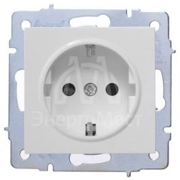 Розетка 1-м СП Vesna с заземл. защ. шторки ПБТ механизм бел. LEZARD 742-0288-124B