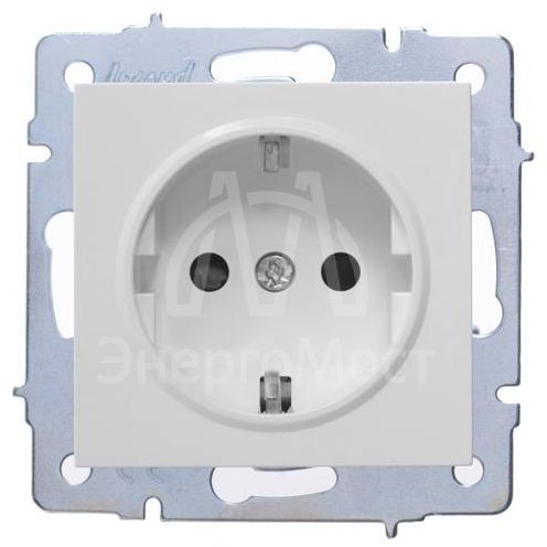 Розетка 1-м СП Vesna с заземл. защ. шторки ПБТ механизм бел. LEZARD 742-0288-124B