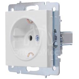 Розетка 1-м СП Vesna с заземл. защ. шторки ПБТ механизм бел. LEZARD 742-0288-124B