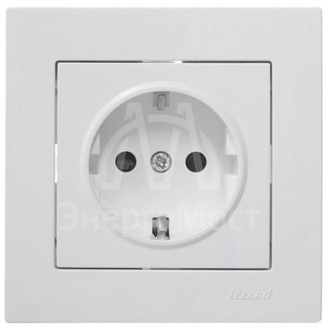 Розетка 1-м СП Vesna с заземл. защ. шторки ПБТ механизм бел. LEZARD 742-0288-124B