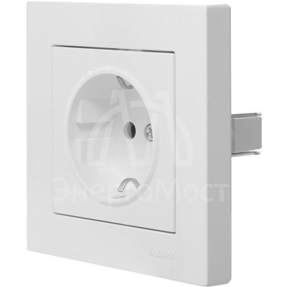 Розетка 1-м СП Vesna с заземл. защ. шторки ПБТ механизм бел. LEZARD 742-0288-124B