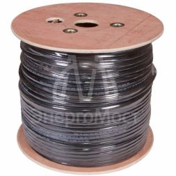 Кабель витая пара U/UTP кат.5E 4х2х24AWG solid CU PE Outdoor трос черн. (м) Rexant 01-0046
