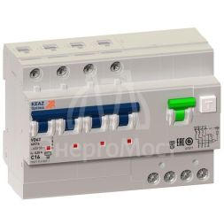 Выключатель автоматический дифференциального тока 4п C 16А 30мА тип A 6кА OptiDin VD63 УХЛ4 КЭАЗ 103476