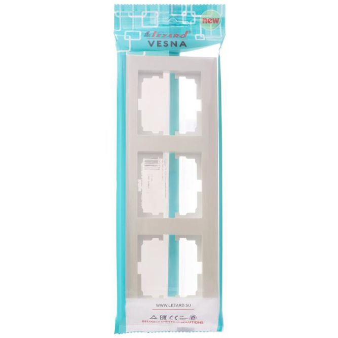 Рамка 3-местн. горизонт. VESNA жемчуж./бел. перламутр LEZARD 742-3000-148