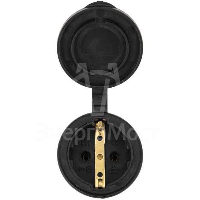 Розетка переносная влагозащ. с крышкой 16А IP44 230В 2P+PE каучук PROCONNECT 111-004-4