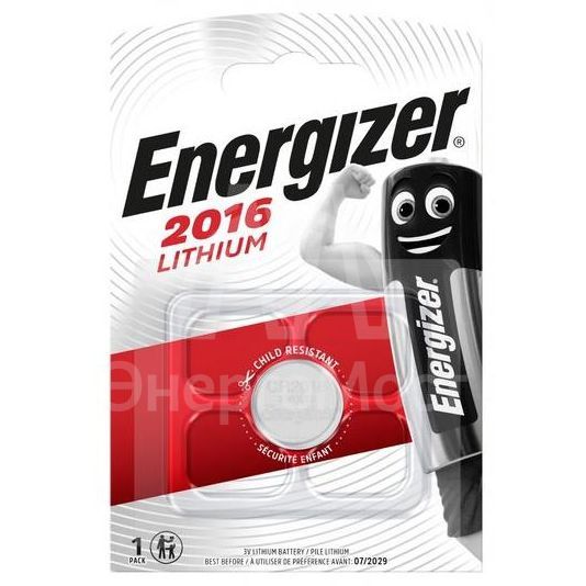 Элемент питания литиевый ENR Lithium CR 2016 FSB1 (блист.1шт) Energizer E301021802
