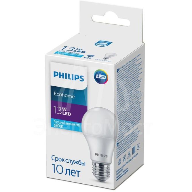 Лампа светодиодная Ecohome LED Bulb 13Вт 1250лм E27 865 RCA Philips 929002299817