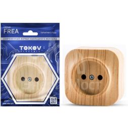 Розетка 1-м ОП Frea 16А IP20 250В без заземл. АБС-пластик сосна TOKOV ELECTRIC TKE-FR-R1-C25