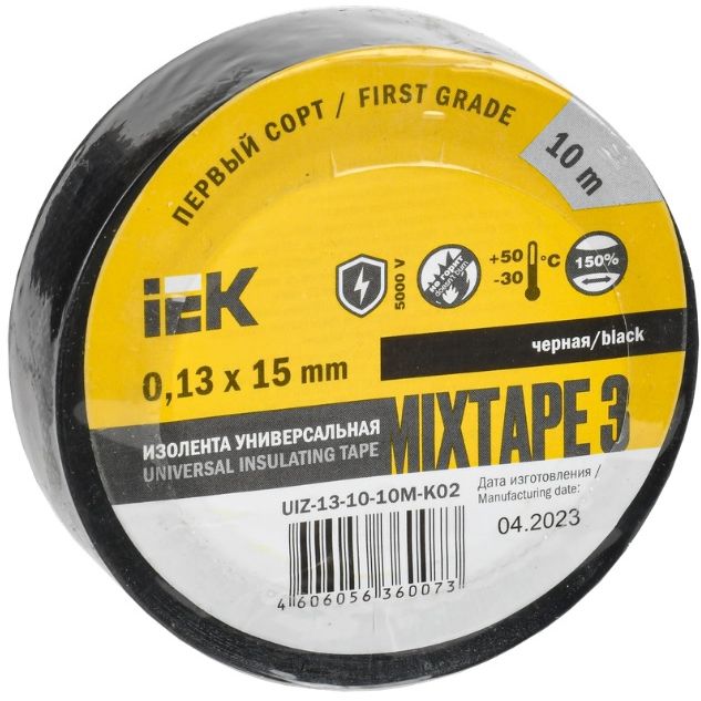Изолента ПВХ 0.13х15мм (рул.20м) черн. IEK UIZ-13-10-K02