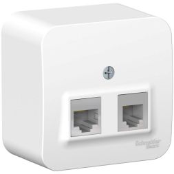 Розетка компьютерная + телефонная 2-м ОП Blanca RJ45 кат.5E + RJ11 с изолир. пластиной бел. SE BLNIA045111