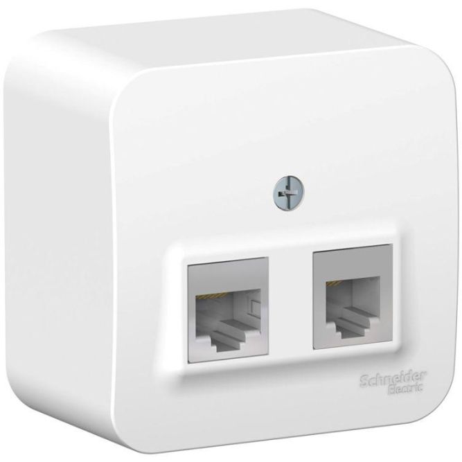 Розетка компьютерная + телефонная 2-м ОП Blanca RJ45 кат.5E + RJ11 с изолир. пластиной бел. SE BLNIA045111