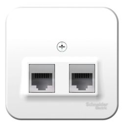 Розетка компьютерная + телефонная 2-м ОП Blanca RJ45 кат.5E + RJ11 с изолир. пластиной бел. SE BLNIA045111