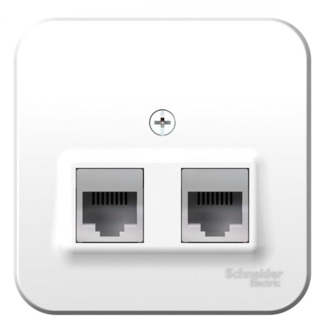 Розетка компьютерная + телефонная 2-м ОП Blanca RJ45 кат.5E + RJ11 с изолир. пластиной бел. SE BLNIA045111