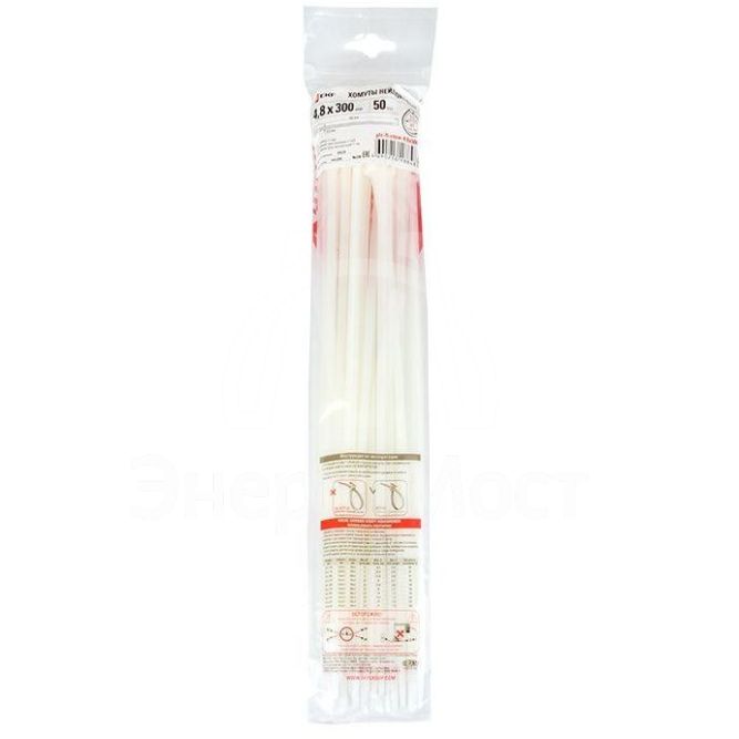 Хомут P6.6 4.8х300 FlexLock стандартный бел. (уп.100шт) PROxima EKF plc-fl-ctsw-4.8x300